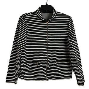 Ralph Lauren Women Size L Striped Reversible Jacket Full Zip Black White